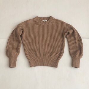 Madewell XXS Sweater Tan Crew Neck Cable Knit Wool blend Excellent Condition